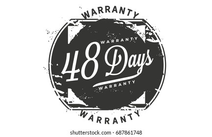 48 days warranty icon vintage rubber stamp guarantee