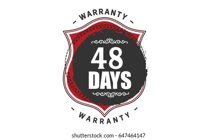 48 days warranty vector with black background