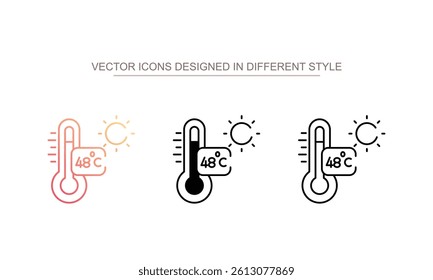 48 Degree Celsius icon design with white background stock illustration