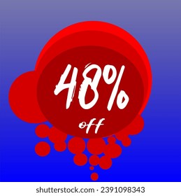 48% descuento burbujas icono, porcentaje azul rojo y blanco