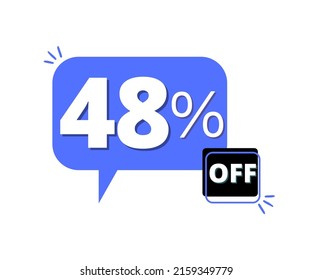 48% discount off with blue 3D thought bubble design 