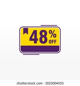 48 Rabatt, Vektor-Abzeichen für Labels, , Aufkleber, Banner, Tags, Web-Aufkleber, Neues Angebot. Discount-Origami-Zeichenbanner