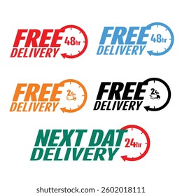 48 hour free delivery sticker design vector, free delivery sticker