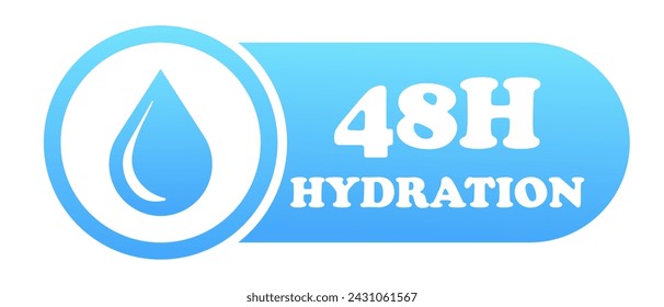 48 Hour hydration banner. Business, advertising, announcement, promotion, logo design. Moisturizing, moisturizer, water drop, aqua, balance, skin, hair, protection, korean, hyaluronic acid, cosmetics