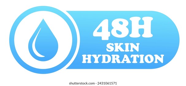 48 Hour hydration banner. Business, advertising, announcement, promotion, logo design. Moisturizing, moisturizer, water drop, aqua, balance, skin, hair, protection, korean, hyaluronic acid, cosmetics