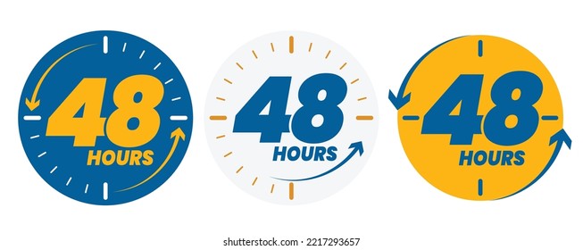 48 hour Protection. 48 hours icon. 48 hour logo. forty eight hour sign. blue and gold Vector illustration	