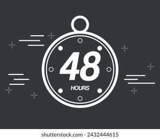 48 hours. 48 hours clock timer. Digital chronometer hour marker, vector isolated on dark background