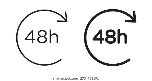 48 hours icon in black solid style. linear symbol.