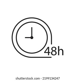Diseño de iconos de 48 horas. redondear hasta 48 horas de efecto de tiempo de trabajo.  aislado en el fondo blanco. 