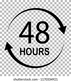 48 hours on transparent background. 48 hours sign. flat style. 48 hours icon for your web site design, logo, app, UI.