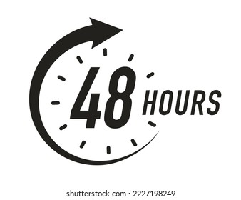 48 hours timer vector symbol black color