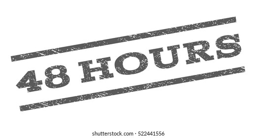 48 Hours watermark stamp. Text caption between parallel lines with grunge design style. Rubber seal stamp with scratched texture. Vector grey color ink imprint on a white background.