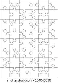 48 Jigsaw puzzle blank template or cutting guidelines. on 6*8 vertical dimension. 