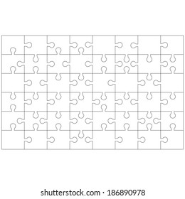 48 Jigsaw puzzle blank template or cutting guidelines. on 8*6 horizontal dimension. 