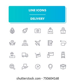 48. Line icons set. Delivery pack. Vector illustration for shipping and logistics 
