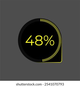 48% Loading. Ui Diagram vector. Download progress icon. Circle diagram interface. Forty eight percent downloading.