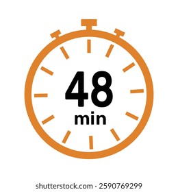 48 minute Timer, clock, icon vector stopwatch isolated icons. Countdown timer symbol.