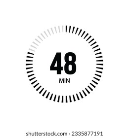 48 Minute timer clock. 48 min stopwatch icon countdown time digital stop chronometer.