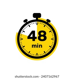 48 Minutes Analog Clock Icon white background design.