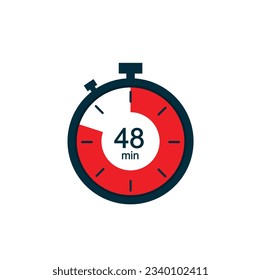 48 minutes, 48 min stopwatch vector icon. Stopwatch icon in flat style on a white background. Vector