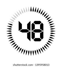 The 48 minutes or seconds, stopwatch vector icon, digital timer. clock and watch, timer.