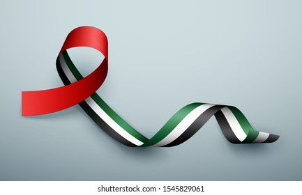 48 National day banner with realistic UAE ribbon flag. holiday illustration card 48 UAE National day Spirit of the union United Arab Emirates, Flat design Logo Anniversary Celebration Abu Dhabi Card