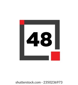48 número con el icono de la caja. monograma de tipografía.
