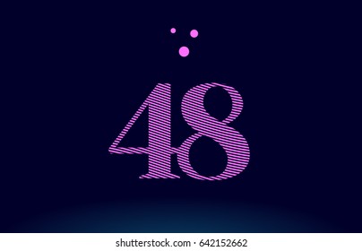 48 number digit logo pink line stripes magenta purple blue font creative text dots company vector icon design