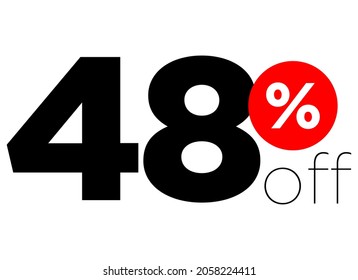 48%. number forty-eight percent off. modern font to use as a tag in digital marketing promotions and discounts. eps10