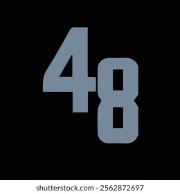48 Number grey color background black