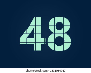48 number, vector desing font.  Made of knife cut. For logo, brand label, design elements, corporate identity, application & more. IsolatedEps10 illustration