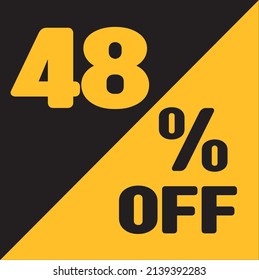 Up To 48% Off Special Offer sale sticker black and gold, vector illustration