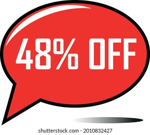 48 percent off red balloon, floating balloon for discount promotional offers, super sale, super offer, reduct balloon with white font and dark shadow