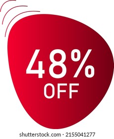 48 percent off with red vector off circle format