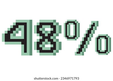 48 por ciento con arte de píxel 3d. Ilustración vectorial.