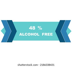 48% percentage alcohol free fantastic rectangle shape design element vector illustration for label promo sign isolated on white background with fantastic font and blue color 