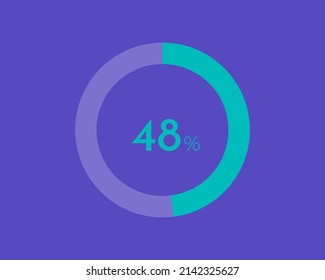 48 Percentage diagrams on blue color background HD, pie chart for Your documents, reports, 48% circle percentage diagrams for infographics