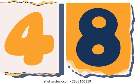 48 Retro torn paper number Design art