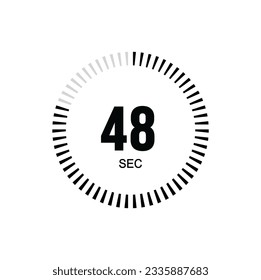 48 second timer clock. 48 sec stopwatch icon countdown time digital stop chronometer.