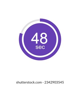 48 seconds timers Clocks, Timer 48 sec vector illustration.