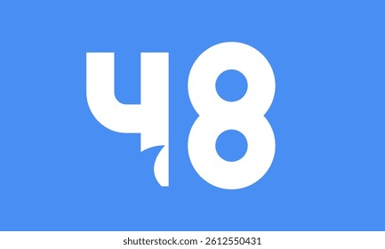 48 Shark Logo Number Simple Modern Blue