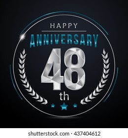 48 Silver anniversary logo, low poly design number