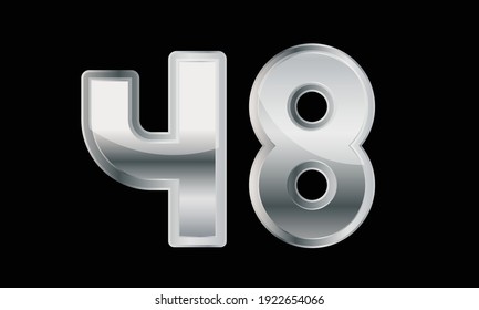 48 Silver Elegant Modern Número 3D