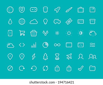 48 Thin Icons Set 