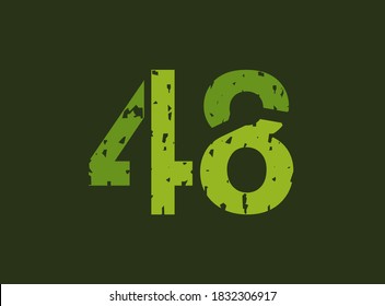 48 vectorial número hecho de grosor, textura gruesa. Estilo de impresión de sello de goma. Para logotipo, marca, afiche, elementos de diseño, etc.