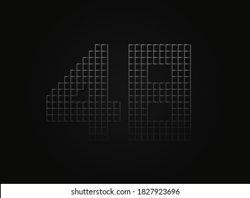 48 Vektornummer aus Metallkettenzaun. Für Logo, Markenzeichen, Design-Elemente, Anwendung und mehr. 

