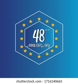 48 años de celebración, diseño vectorial para celebraciones, tarjetas de invitación y tarjetas de felicitación