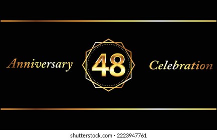 48-jährige Jubiläumsfeier Vector Design mit goldener sechseckiger Form. 48 Jubiläumsfeier. Gold Luxury Banner des 48. Jubiläums.