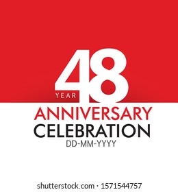 48 year Anniversary Concept Red Color and White for Banner, Greeting Card - Vector
