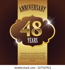 "48 Year Anniversary" - Elegant Golden Design Template / Background / Seal